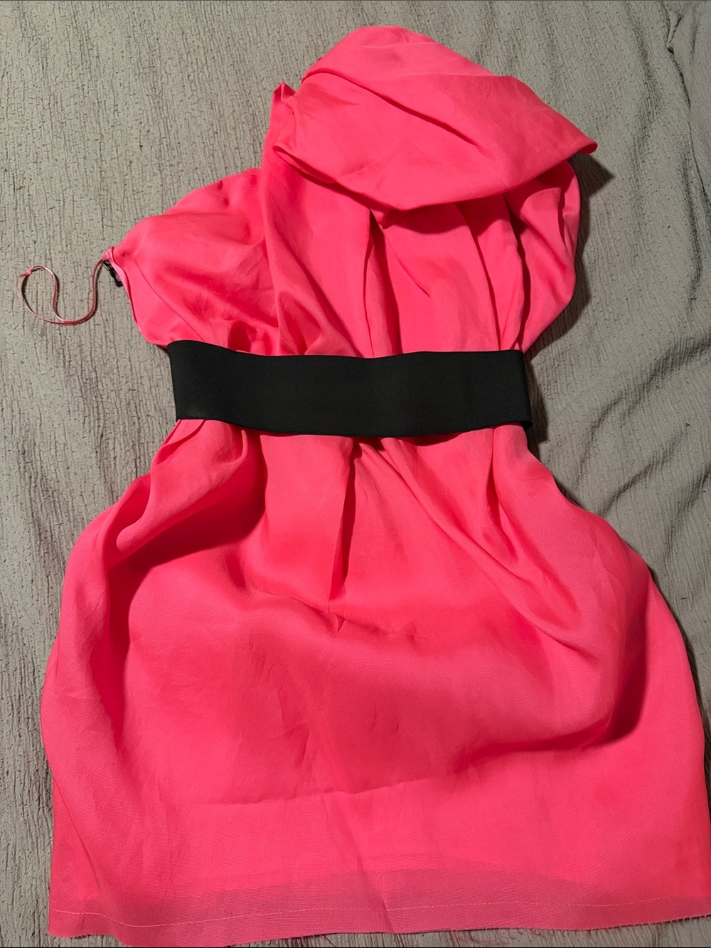 Lanvin for H&M Hot Pink One-Shoulder Dress with Black Waistband